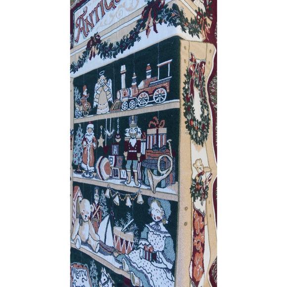 Antique Toys Throw Blanket Christmas Theme Store Window Display 50"x60" Fringe - Picture 5 of 11
